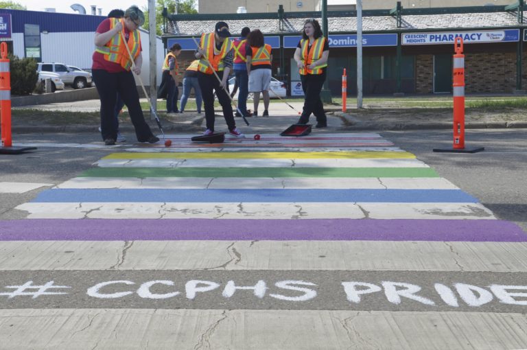 Students paint P.A.’s first rainbow crosswalk for Pride month