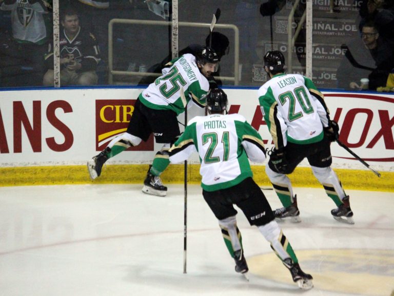 Montgomery’s first career hat trick leads Raiders past Blades