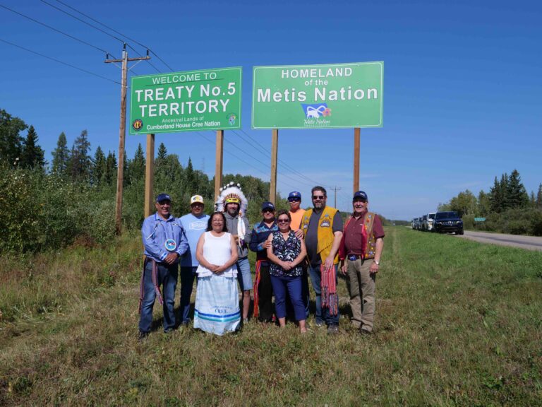 Indigenous leaders replace vandalized treaty sign at E.B. Campbell Dam