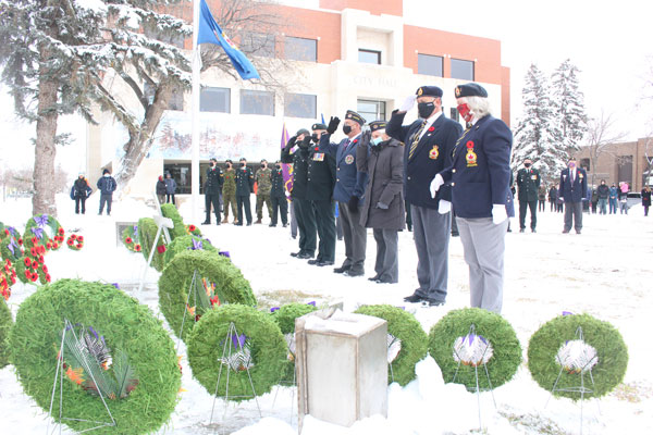 Prince Albert remembers at outdoor Remembrance Day service