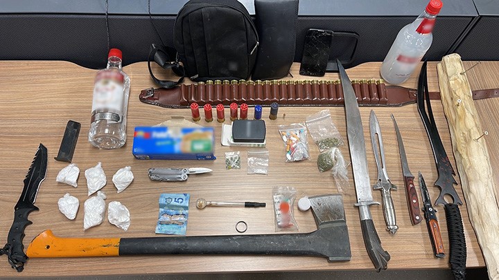 Cocaine/meth, seven knives and ammo found in abandoned trucks