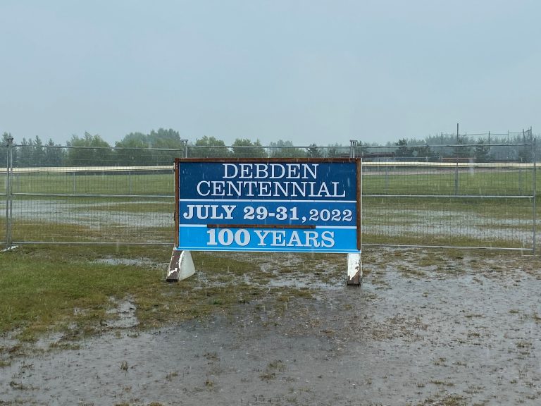 Debden residents celebrate rain-soaked centennial