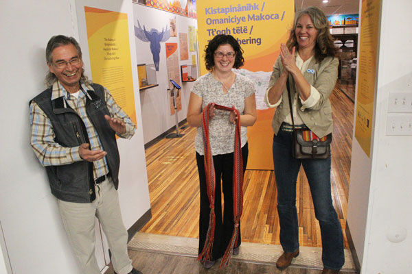 Michael Oleksyn/Daily Herald (L to R) Leo Omani, Michelle Taylor and Leah Dorion celebrated the official opening of the Gathering Place exhibit at the Prince Albert Historical Museum on Friday.