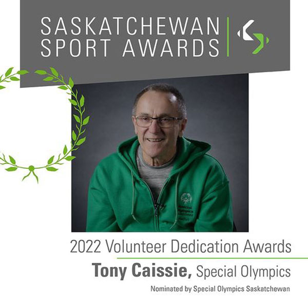 Caissie recognized by Sask Sport for volunteer work with Special Olympics Melfort
