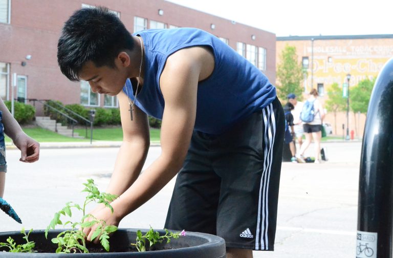 Students work to beautify downtown PA while learning about sustainability
