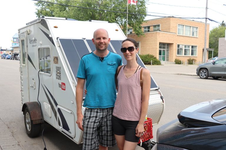 Couple travelling across Canada in an electric vehicle