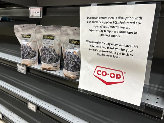 Cardlock gas stations are back online, but there are empty shelves at member grocery stores.